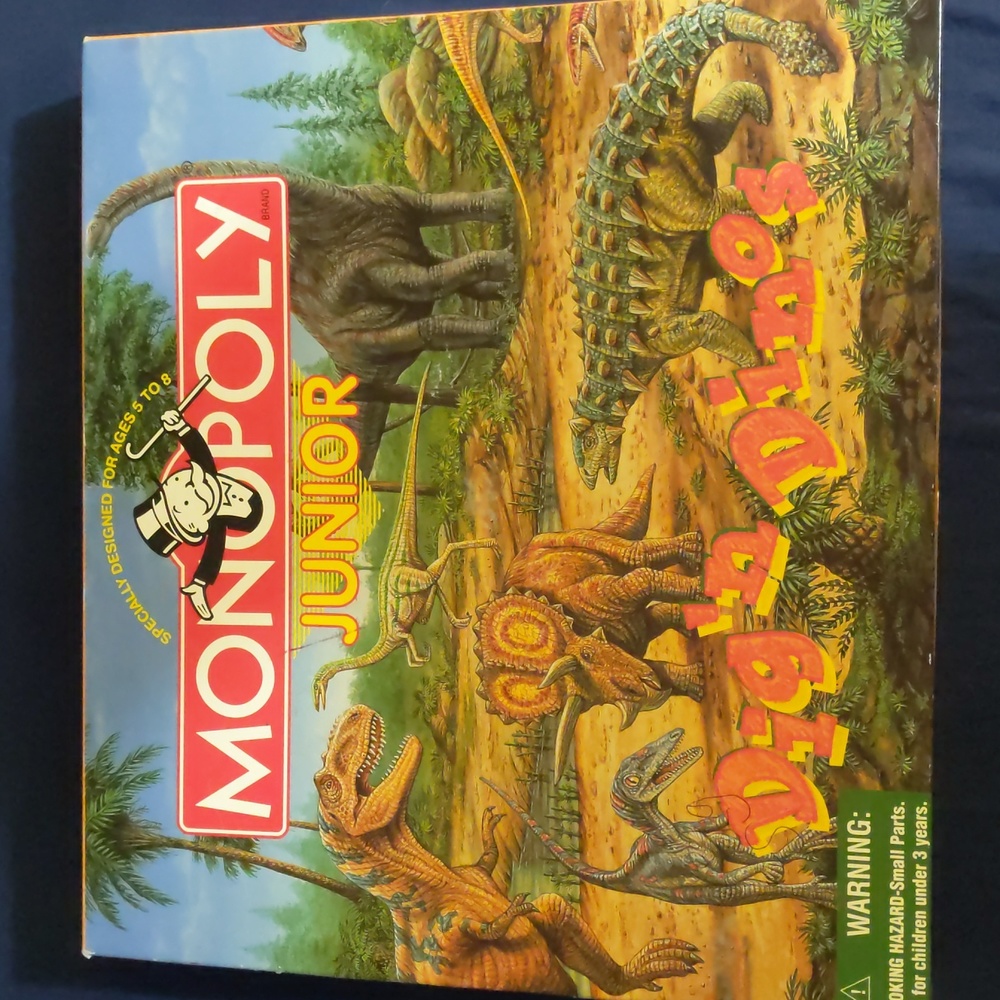 Vintage 1998 Monopoly Junior "Dig 'N Dinos" Board Game